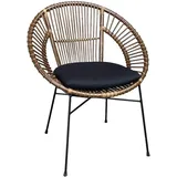 Rattan Sessel Zora mit Kissen Esszimmer Küche Stuhl stapelbar Relax Rattansessel