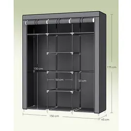 Songmics Stoffschrank, RYG12G grau 150,0 x 45,0 x 175,0 cm, 1 St.