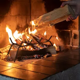 Relaxdays Kaminrost Schmiedeeisen 45,5 x 36 cm 20 cm schwarz