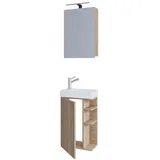VCM 3-tlg Set Waschplatz für Gäste WC Gästebad Waschtisch Lumia Spiegelschrank