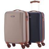 HAUPTSTADTKOFFER - Wannsee - 2 x Handgepäck Koffer-Set Trolley-Set Rollkoffer sehr Leichter Reisekoffer, ABS Hartschalenkoffer 4 Rollen, TSA Zahlenschloss, Champagner & Dunkelblau