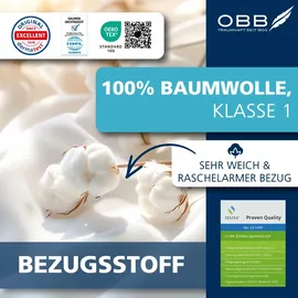 OBB Daunenbettdecke OBB "Emilias, Bettdecken für Sommer und Winter, Ganzjahresdecke", weiß, B:135cm L:200cm, Bezug: 100% Baumwolle. Füllung: 90% Daunen, 10% Federn, Bettdecken, Bettdecke 135x200 cm, 155x220 cm, weitere Größen, Made in Germany