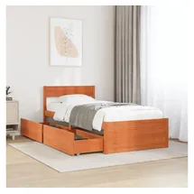 vidaXL Massivholzbett 100 x 200 cm Wachsbraun