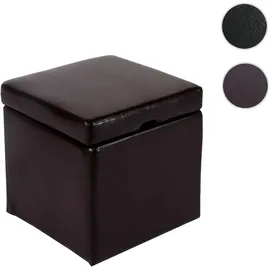 Mendler Sitzwürfel Aufbewahrungsbox mit Deckel Leder + Kunstleder 45 x 44 x 44 cm Braun