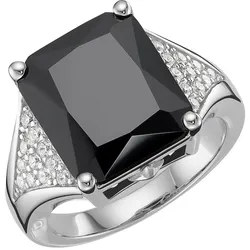 Giorgio Martello Milano Ring mit weißem oder schwarzem Zirkonia, Silber 925 Ringe   Schwarz 