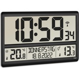 TFA Dostmann XL-Funkwanduhr Digital Schwarz mit Thermometer 60.4521.01