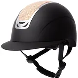 Horze Damen Reithelm mit Kristallverzierung, CE EN 1384:2023, größenverstellbarer Reiterhelm, apricot Glitzer, schwarz, 58/60