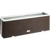 Wilk Polyrattan-Pflanzgefäß 70 cm x 38 cm Braun mit Alu-Beschlägen