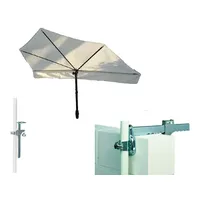 Hollymat Weisser mobiler BALKONFÄCHER 140 x 70 cm drehbarer, teleskopischer UV-Sonnenschutz-Fächerschirm, inkl. Tragetasche - Made Baden Württemberg - 140 x 70 cm