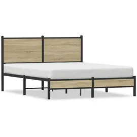 vidaXL Metallbett ohne Matratze Sonoma-Eiche 140x190 cm