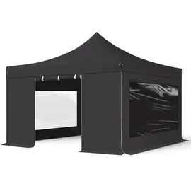 TOOLPORT Faltpavillon inkl. 4 Seitenteile, schwarz (600089)