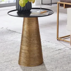 Kadima Design Aluminium Beistelltisch, Exquisites Schwarz-Gold Muster, Handgefertigt und Praktisch. 40x40x45 cm