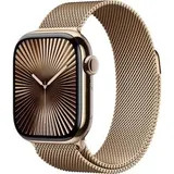 Apple Watch Series 10 GPS + Cellular 42 mm Titangehäuse gold, Milanaise Armband gold
