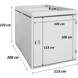 Mendler Fahrradgarage HWC-L56b Fahrradbox abschließbar verzinkter Stahl 125x113x208cm grau
