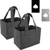 2 Stück Flaschenträger mit 2 Flaschenöffner,Flaschenträger 6 Flaschen, Wiederverwendbare Flaschenträger Filz, Flaschenkorb Wein Halter Bier Flasche Einkaufstasche, Weinflasche Tasche für Party