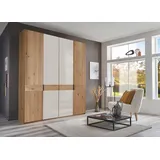 Wiemann Drehtürenschrank WIEMANN "Cardiff", weiß (glas weiß), B:197,3cm H:236cm T:58cm, Floatglas, Hartfaserplatte, Holzwerkstoff, Massivholz, Schränke, Drehtürenschrank, inkl. Türdämpfung