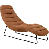 Relaxliege, Cognac, Metall, 1-Sitzer, 63x86x156 cm, Rücken echt, Wohnzimmer, Sessel, Relaxliegen