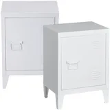 [en.casa] Nachttisch, Inari 2er Set Stahl Weiß