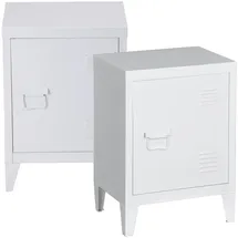 [en.casa] Nachttisch, Inari 2er Set Stahl Weiß