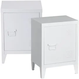 [en.casa] Nachttisch, Inari 2er Set Stahl Weiß