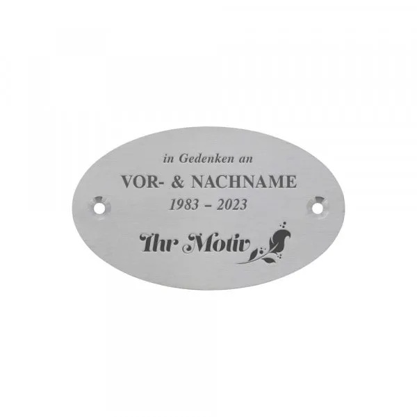 Grabschild aus Edelstahl oval (100x60 mm)