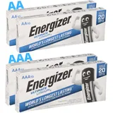 Energizer 40x Energizer Lithium Batterie SET 20x AA Mignon + 20x AAA Micro