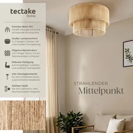 Tectake Deckenleuchte Lignea Lux aus Jute im Boho-Stil, 40W - braun