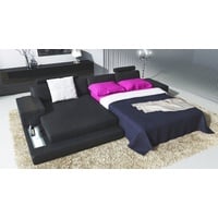 BULLHOFF Schlafsofa Schlafsofa Leder Schlafcouch Ecksofa Eckcouch Bettsofa L-Form Designsofa LED Leder Sofa schlaffunktion Couch XL grau schwarz »HAMBURG III« von BULLHOFF, made in Europe, das "ORIGINAL" schwarz