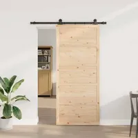 vidaXL Schiebetür Braun 80 x 208 cm Massives Kiefernholz