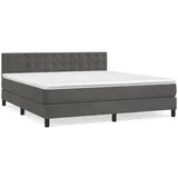 vidaXL Boxspringbett mit Matratze Dunkelgrau 160x200 cm Samt