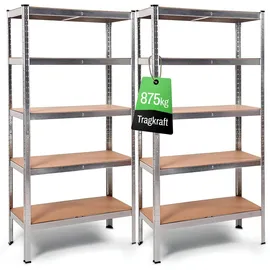 Ondis24 Steckregal Metall 90 x 40 x 180 cm grau/silberfarben 5 Fachböden