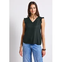 STREET ONE Damen, A323507 V-Neck Top mit Häkeldetails, Pine
