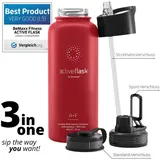 BeMaxx Trinkflasche Edelstahl ACTIVE FLASK + Strohhalm (3 Deckel) BPA-frei, Auslaufsicher, Kohlensäure geeignet - Wasserflasche Fahrrad Thermosflasche Isoliert Isolierflasche Sport Wasser Flasche Kinder Tee