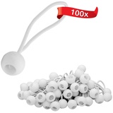 ECENCE 100x Spanngummi, mit Kugel Weiss Planenspanner Zeltgummis Expanderschlingen