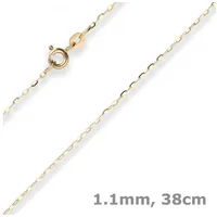 Schmuck Krone Goldkette 1,1mm Ankerkette flach aus 333 Gelbgold 38cm, Gold 333 goldfarben
