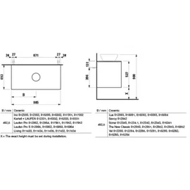 Laufen LANI Schubladenelement, 1 Ausschnitt mittig, 985x495x525mm, H4043211122661, Farbe: Verkehrsgrau