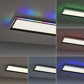 Selltec LED Panel Deckenleuchte, flach,dimmbar, schwarz mit RGB Laufbandumrandung