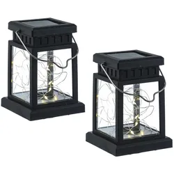 MARELIDA LED Solar Mini Laternen Deko Gartenlaternen Lichtsensor 12,5cm 2er Set
