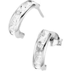 Paar Ohrstecker FIRETTI "Schmuck Geschenk Gold 375 Ohrschmuck Ohrringe Steine carréförmig", weiß (weißgoldfarben, kristallweiß, kristallweiß), Ohrringe, Damen, Weißgold 375, mit Zirkonia (synth.)