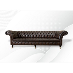 JVmoebel Chesterfield-Sofa, xxl Big Sofa Couch Chesterfield 265cm Polster Sofas 4 Sitzer braun