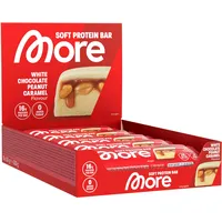 MORE Protein Bar, 10er Box, White Chocolate Peanut Caramel, Protein Riegel ohne Zuckerzusatz (Design kann variieren)