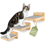 WOOWOOD® Kletterwand Katzen | Katzentreppen 3er-Set | Katzentreppe Wand | Katzen Kletterwand Set | Katzenleiter | Katzenwand Klettern | Catwalk Katze | Katzen Wand Klettern | M