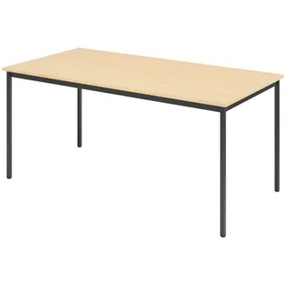 bümö Kantinentisch Serie-V 160 x 80 cm in Ahorn/Schwarz - Besprechungstisch, Konferenztisch, Meetingtisch, Mehrzwecktisch, Pausentisch,