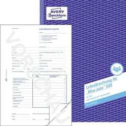 506 Lohnabrechnung für geringfügig Beschäftigte, A4, mit Blaupapier, 50 Blatt