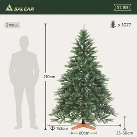 salcar Weihnachtsbaum 210 cm mit Holzständer, Pvc, Realistisch