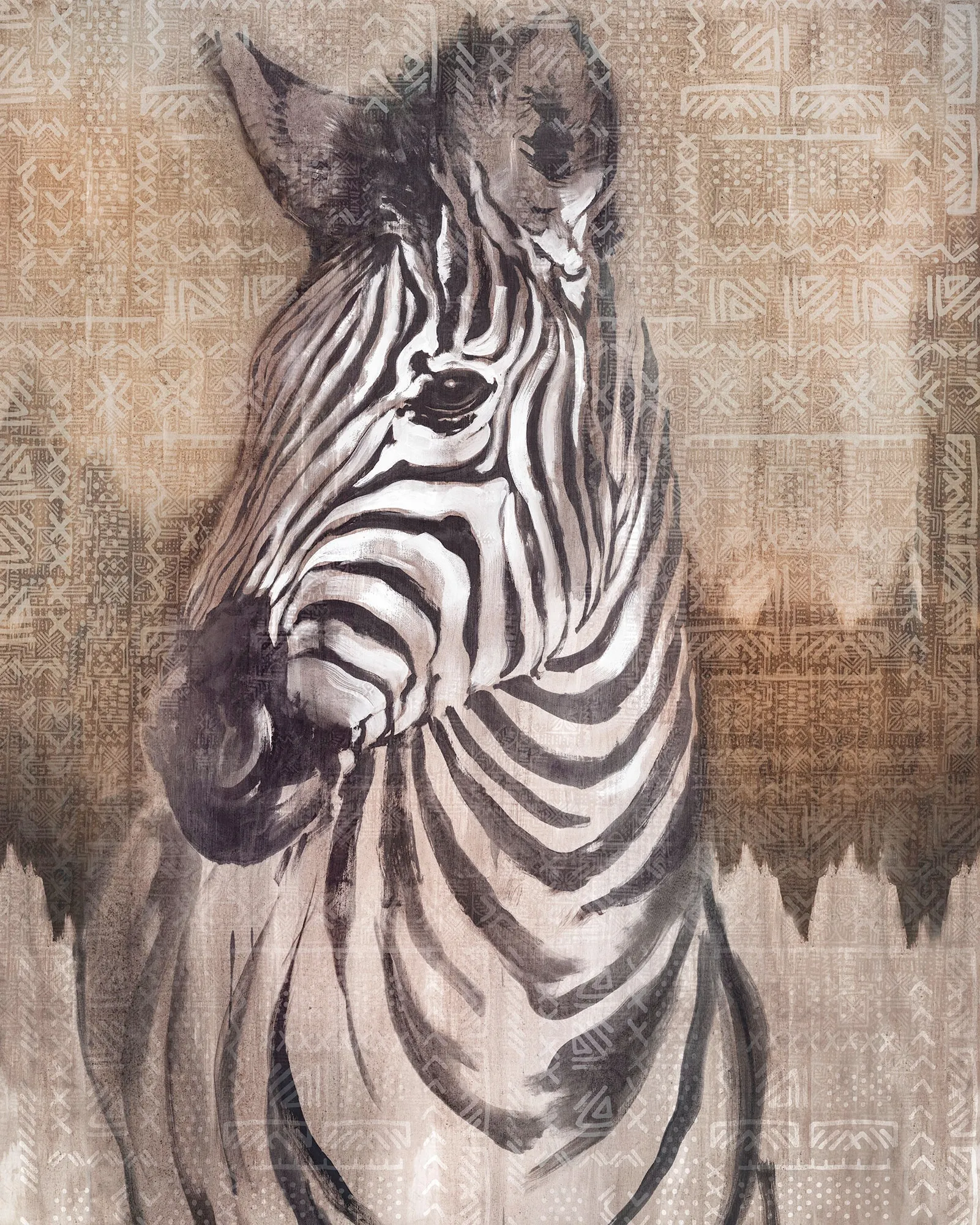 KOMAR Vliestapete "Zebra" Tapeten Gr. B/L: 200 m x 250 m, Rollen: 1 St., bunt (schwarz, braun, weiß) Vliestapeten