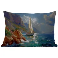 MuchoWow Dekokissen Segelschiff - Meer - Felsen - Wolken,