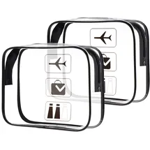 Oderra Kulturbeutel Transparent, 2 Stück Kosmetiktasche Durchsichtig, TSA-geprüft Handgepäck Kulturtasche, reisezubehör von Flüssigkeiten Damen & Herren