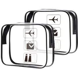Oderra Kulturbeutel Transparent, 2 Stück Kosmetiktasche Durchsichtig, TSA-geprüft Handgepäck Kulturtasche, reisezubehör von Flüssigkeiten Damen & Herren