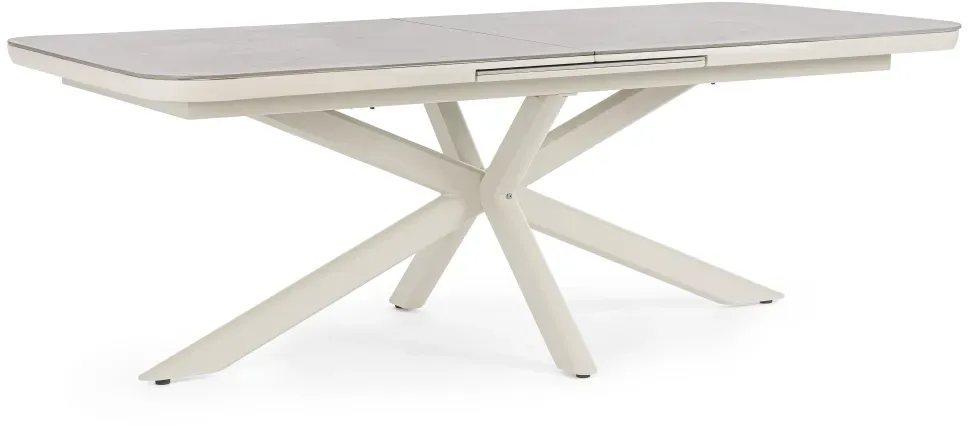 Gartenesstisch Pascal aus Aluminium und Stein, modern ausziehbar, pelikan beige, für 8–10 Personen